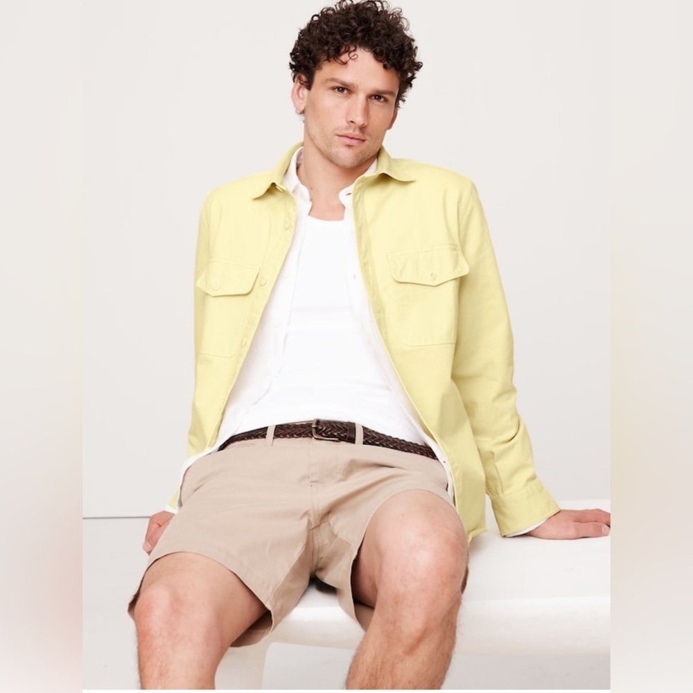 NWT Banana Republic Cotton Twill Shirt Butter Yellow Jacket Sz L (#502789)